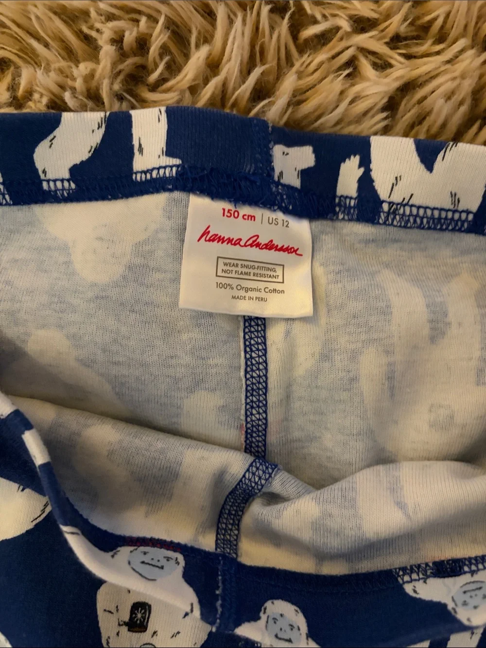 Hanna Andersson Navy Yeti Print Pajama Set Kids Unisex Size 12